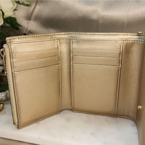 Authentic Dior Cannage Gold Wallet w/ Unbranded Conversion Chain - Picture 11 of 17
